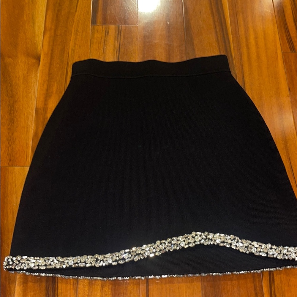 Jonathan Simkhai Black Mini Skirt with Silver Accents